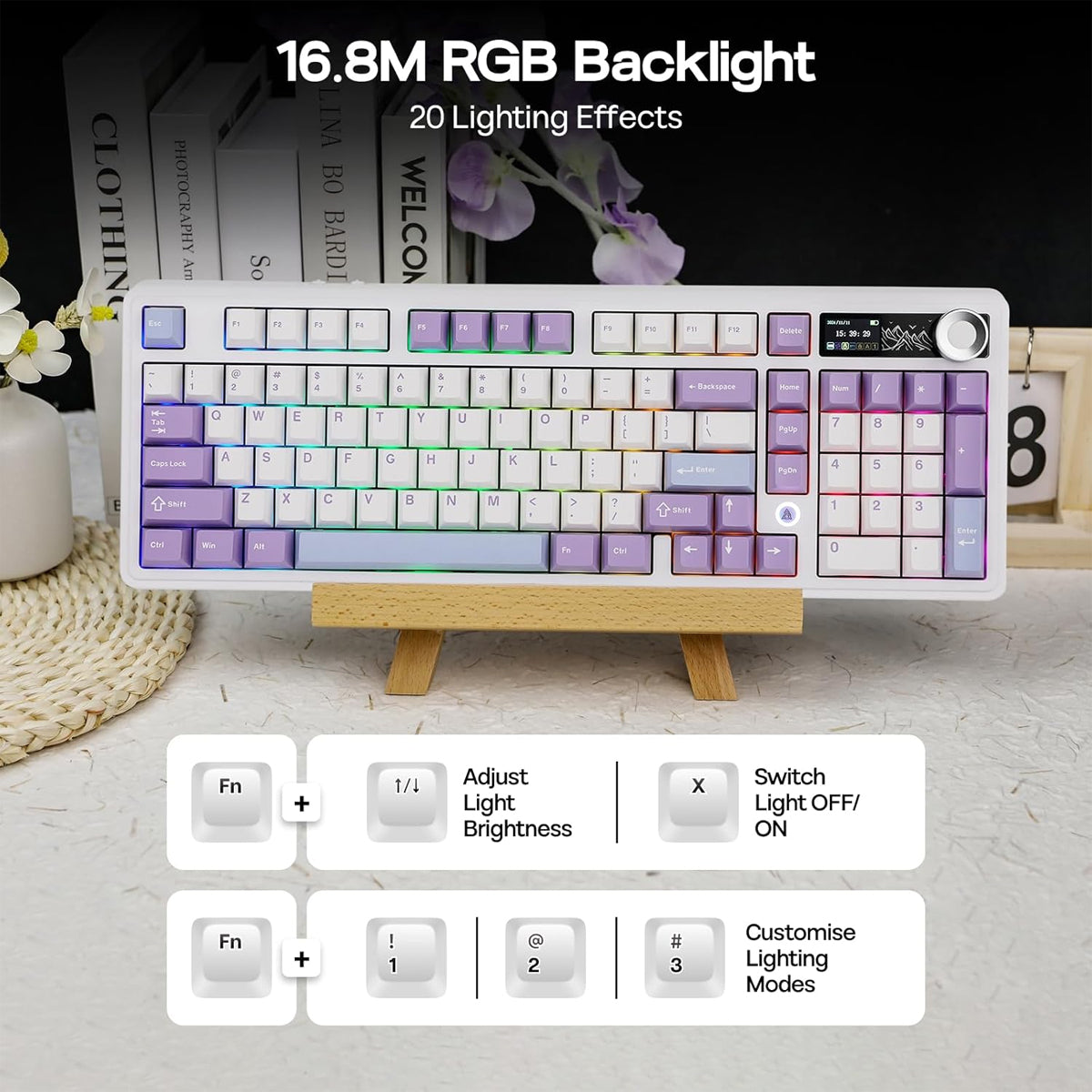 Ajazz AK980 V2 RGB Tri-Mode Mechanical Keyboard with TFT DisplayScreen