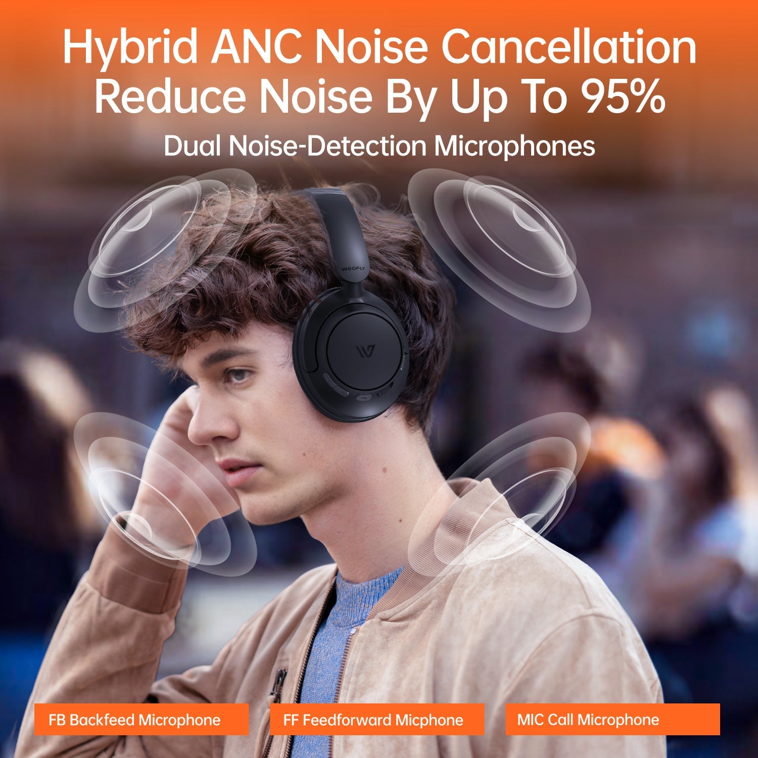 Weofly Tour ANC Headphone (Black, Beige)