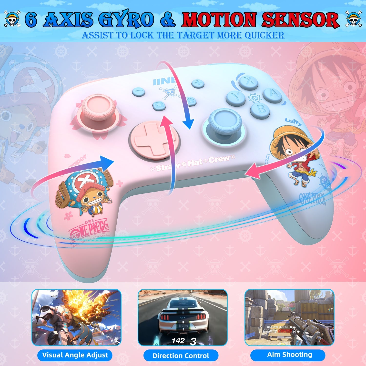 IINE Wireless Controller for N-Switch / N-Switch Lite / N-Switch OLED (Luffy & Chopper) | DataBlitz