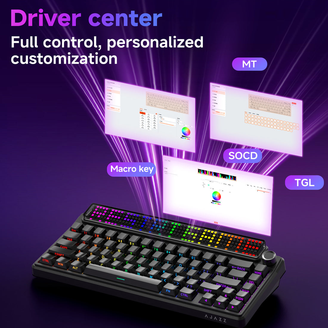 Ajazz Pixel68 Dot Matrix Large Screen RGB Tri-Mode Mechanical Keyboard