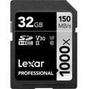 Lexar Professional 1000x SDXC UHS-II C10 U3 V30 150MB/s Read Card (32GB, 128GB)