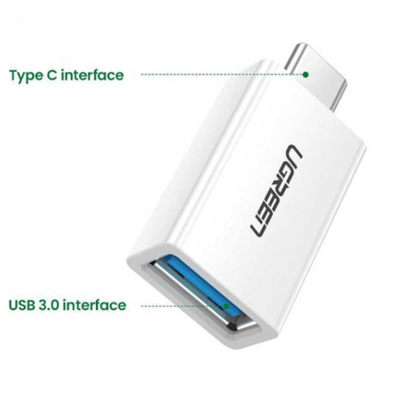 UGreen USB-C 3.1 Male To USB 3.0 A Female OTG Adapter (White) (US173/30155)