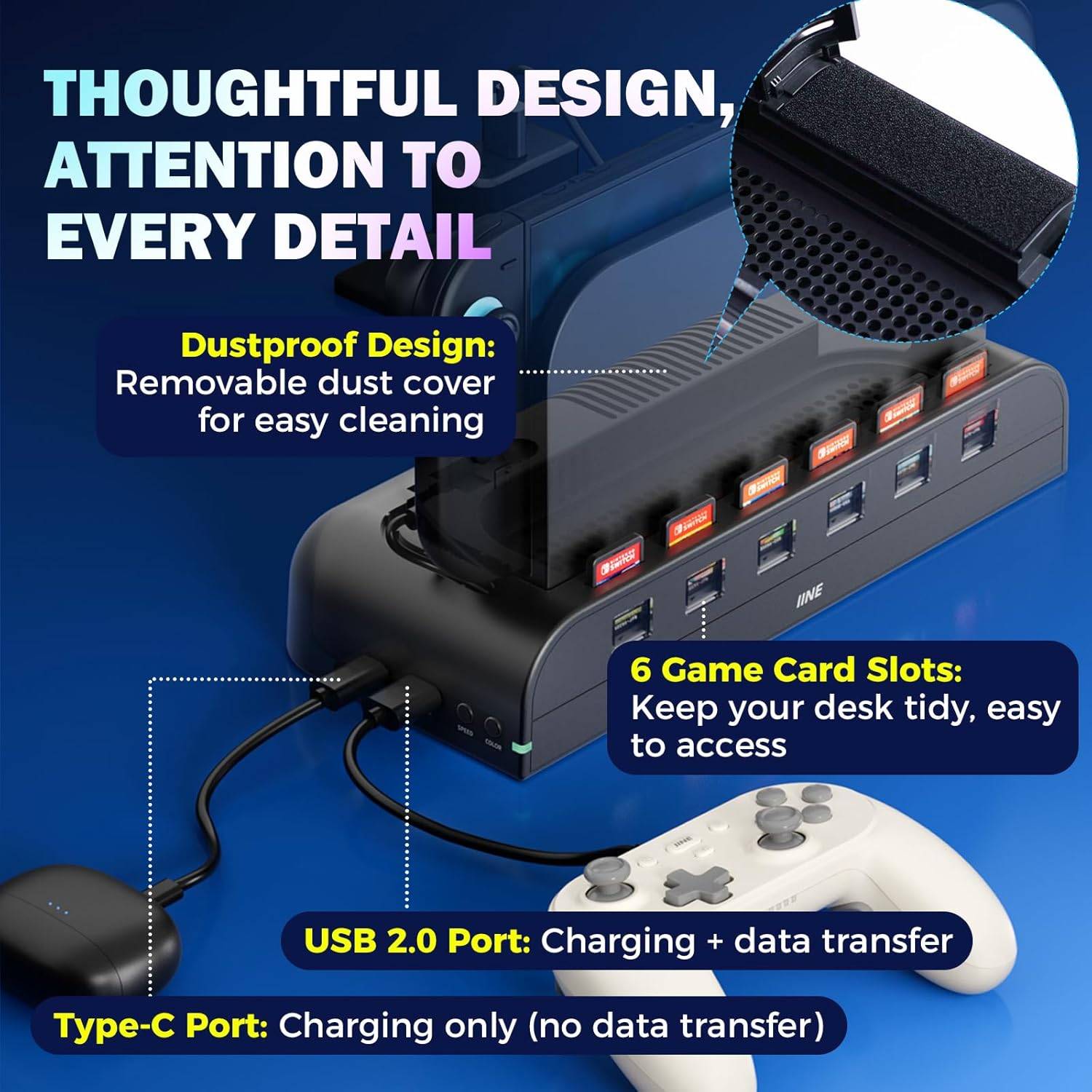 IINE Dock-Synced Auto Cooling Fan for Nintendo Switch 2 (L1259)