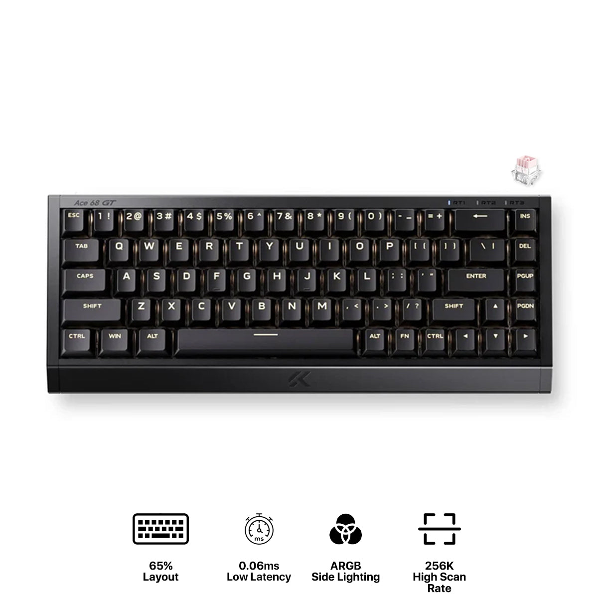 MCHOSE Ace 68 GT RGB Hot-Swappable Gaming Keyboard (Black Gold Powder) (Mount Tai Magnetic Switch)