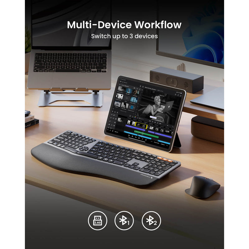 ProtoArc EKM01 Plus Dual Mode Full Size Ergonomic Keyboard Mouse Combo