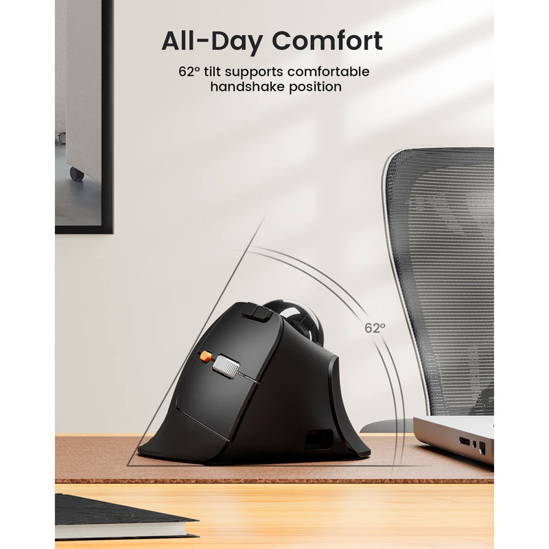 ProtoArc EM05 NL Ergonomic Vertical Wireless Trackball Mouse