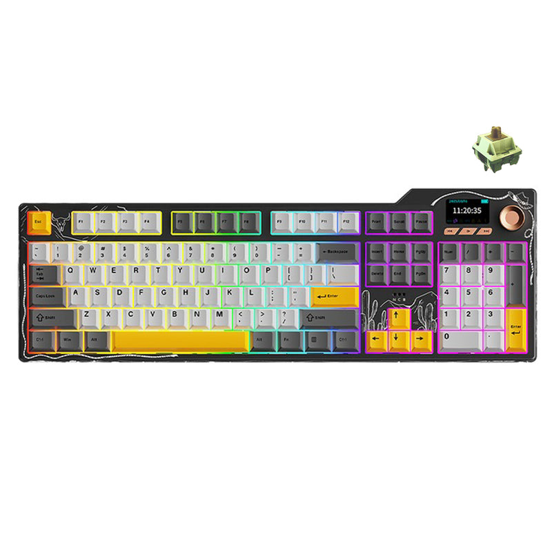 Ajazz AK35I V4 RGB Tri-Mode 100% 104-Keys Gasket-mounted Hot-Swappable Mechanical Keyboard