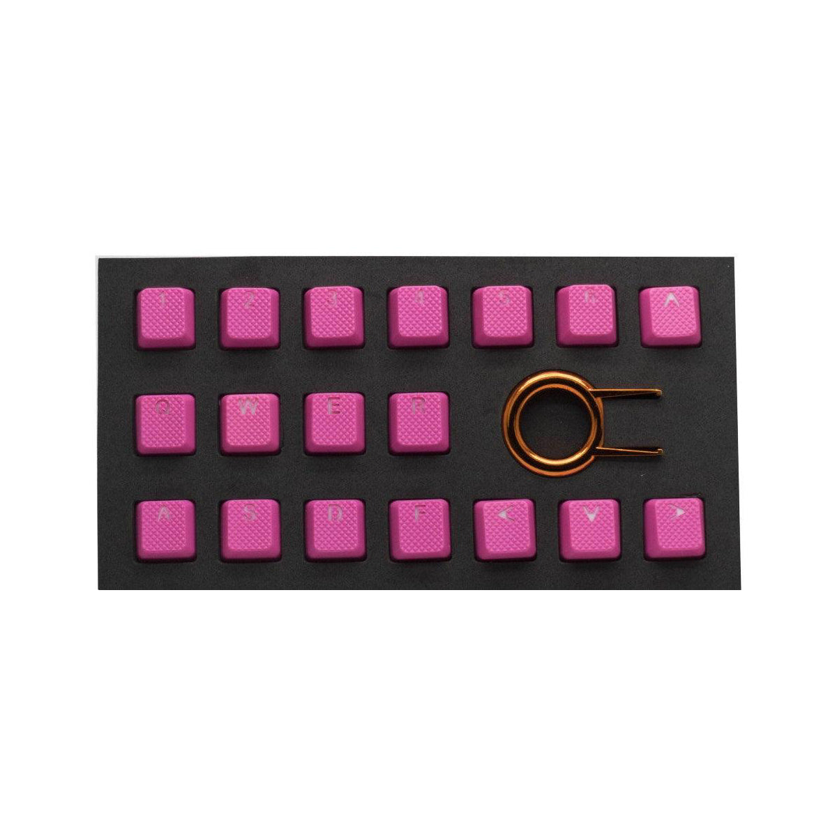 TAIHAO RUBBER DOUBLE SHOT BACKLIT GAMING KEYCAPS SET FOR CHERRY MX SWITCH TYPE (18-KEYS) (NEON PINK)