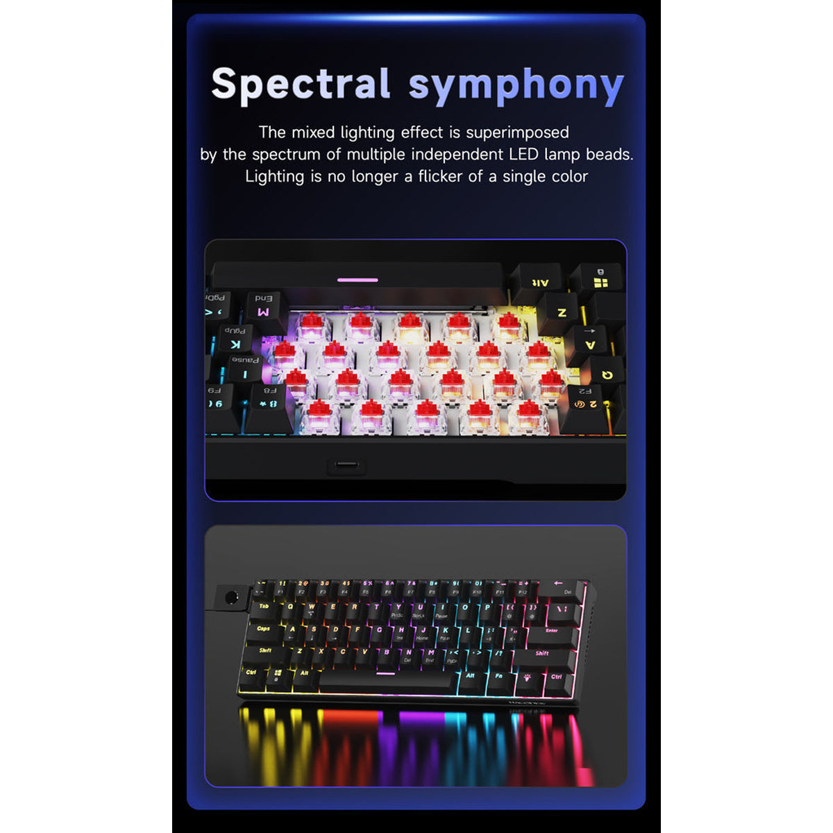 Nacodex x Ajazz NK61 Mixed Light 61 Keys Wired Hot-Swappable Mechanical Keyboard (Pearly White) (Red Switch)