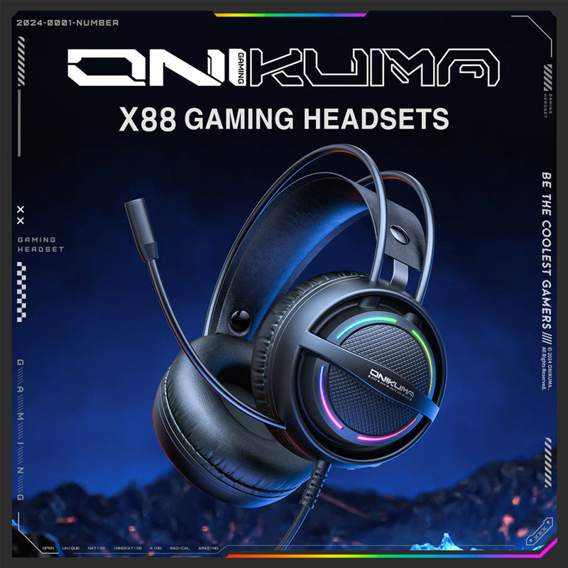 Onikuma X88 RGB Wired Gaming Headphone (Black)
