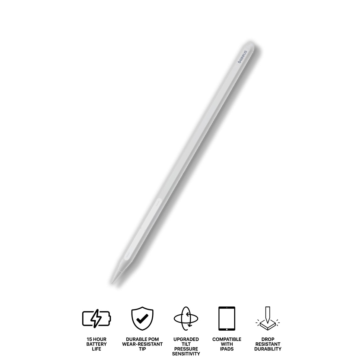 Baseus Smooth Writing PS3 Air Bluetooth Stylus Pen for iPad Pencil Universal Wired Charging for iPad/ Tablet Touch Writing Pen (Moon White) (B0001201)