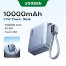Ugreen 10000mAh 33W Fast Charging Power Bank w/ USB-C Built-In Cable