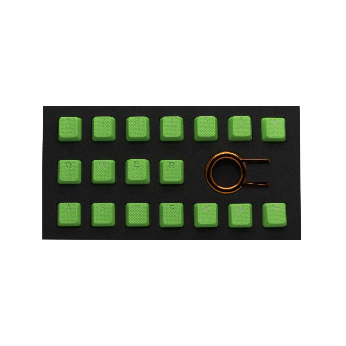 TAIHAO RUBBER DOUBLE SHOT BACKLIT GAMING KEYCAPS SET FOR CHERRY MX SWITCH TYPE (18-KEYS) (NEON GREEN)