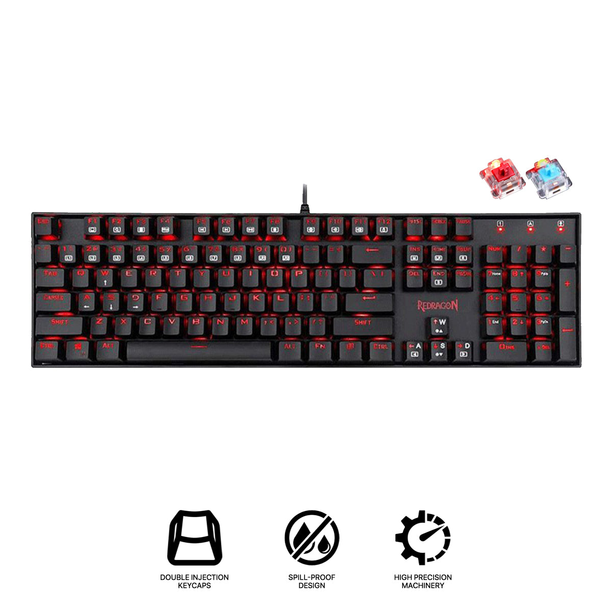 Redragon Mitra Mechanical Gaming Keyboard (Dust-Proof Blue, Dust-Proof Red) (K551-1)