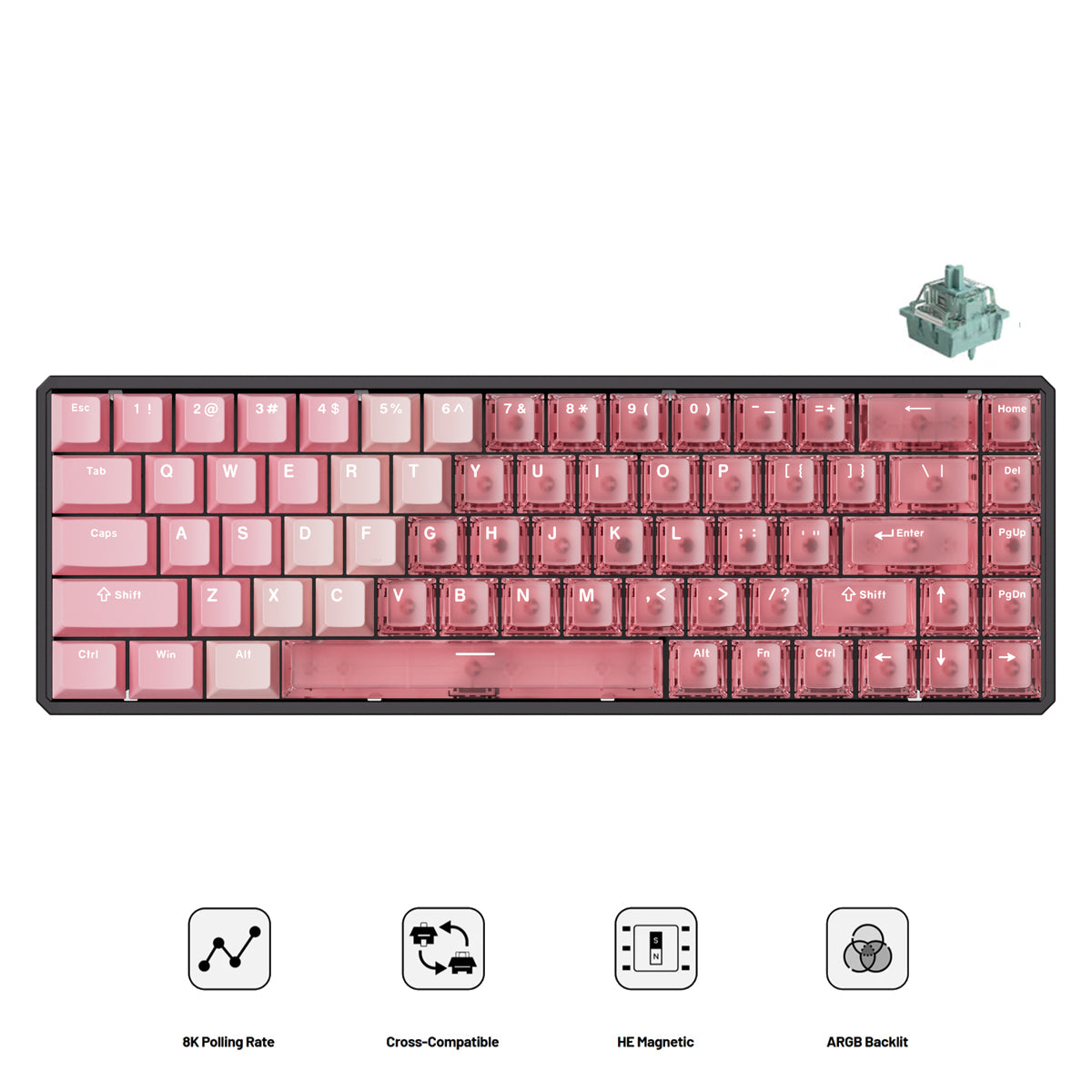 Akko MOD68 HE Aluminum Case Wired ARGB Magnetic Keyboard (Gradient Hybrid Pink Transparent)