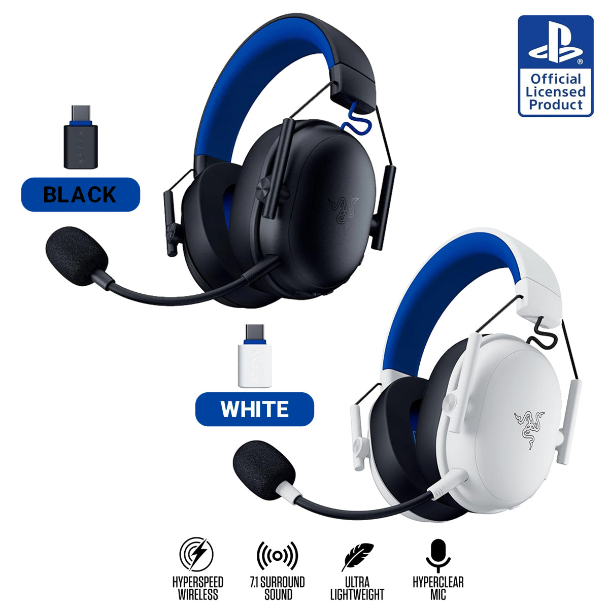 Razer BlackShark V3 X HyperSpeed Wireless Esports Headset for PlayStation (Black, White)