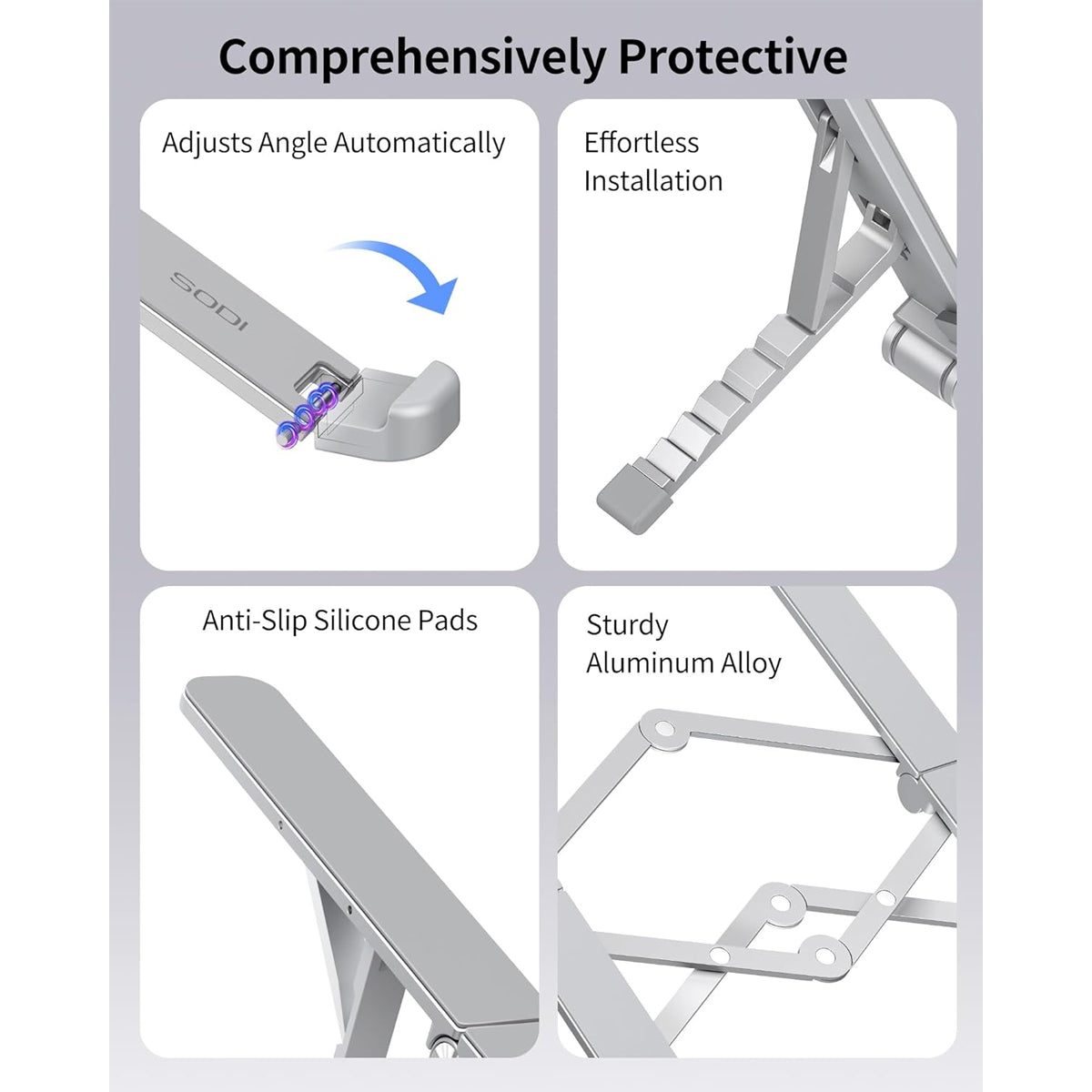 SODI ST03 Bi-Fold Portable Adjustable Stand for Laptop, Tablet, & Phone
