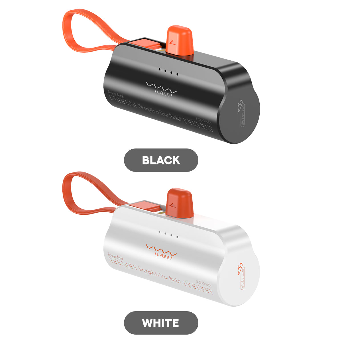 Vyvylabs Q12 Capsule Power Bank 5000mAh Type-C with iP Cable and Stand