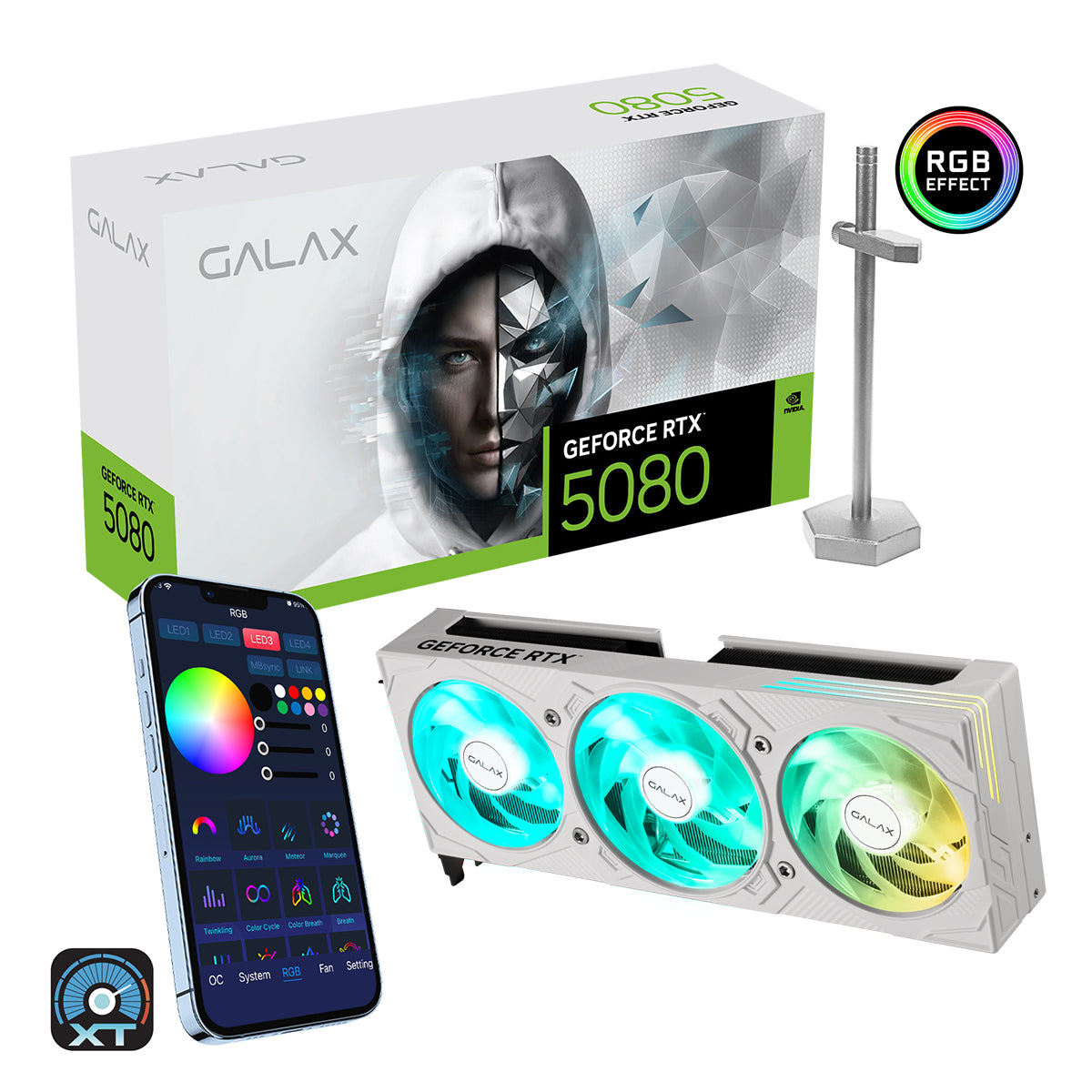 Galax GeForce RTX 5080 Ex Gamer 1-Click OC PCI-E 16GB GDDR7 Graphics Card (White)