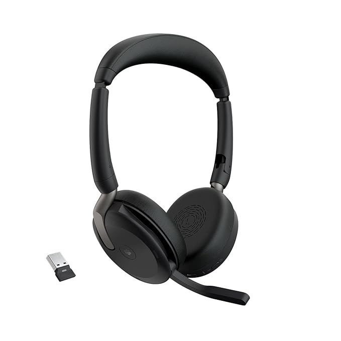 Jabra Evolve2 65 Flex LINK380A MS Stereo ANC Wireless Foldable Headset (Black)