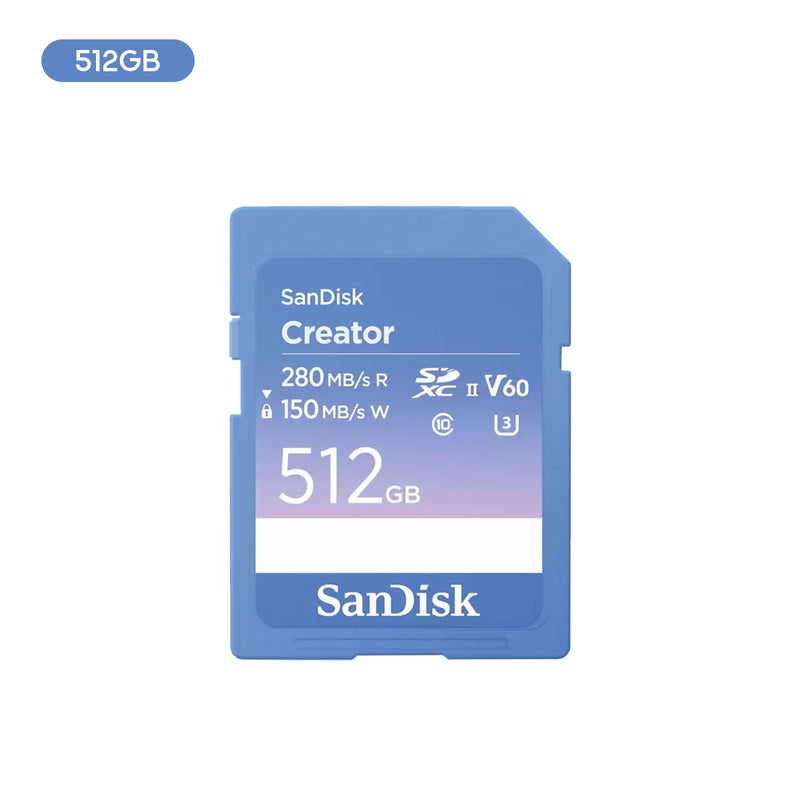 Sandisk Creator 280MB/s Read/150MB/s Write UHS-II SD Card (512GB, 1TB)