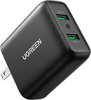 UGreen Dual USB-A QC 3.0 36W Fast Charger (Black) (CD161/70151)