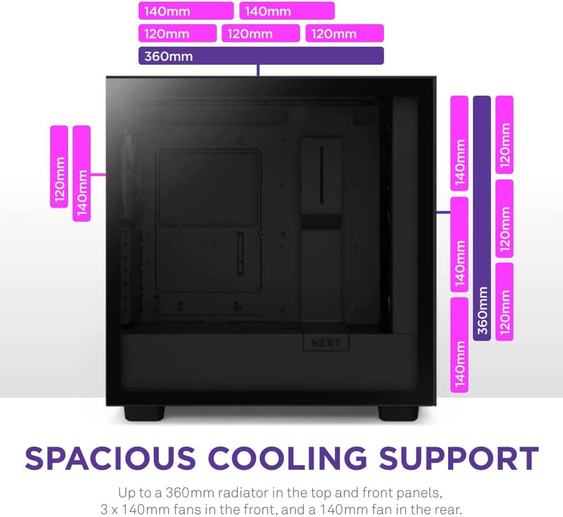 NZXT H7 Elite Premium Mid-Tower Case (Matte Black) (CM-H71EB-02)