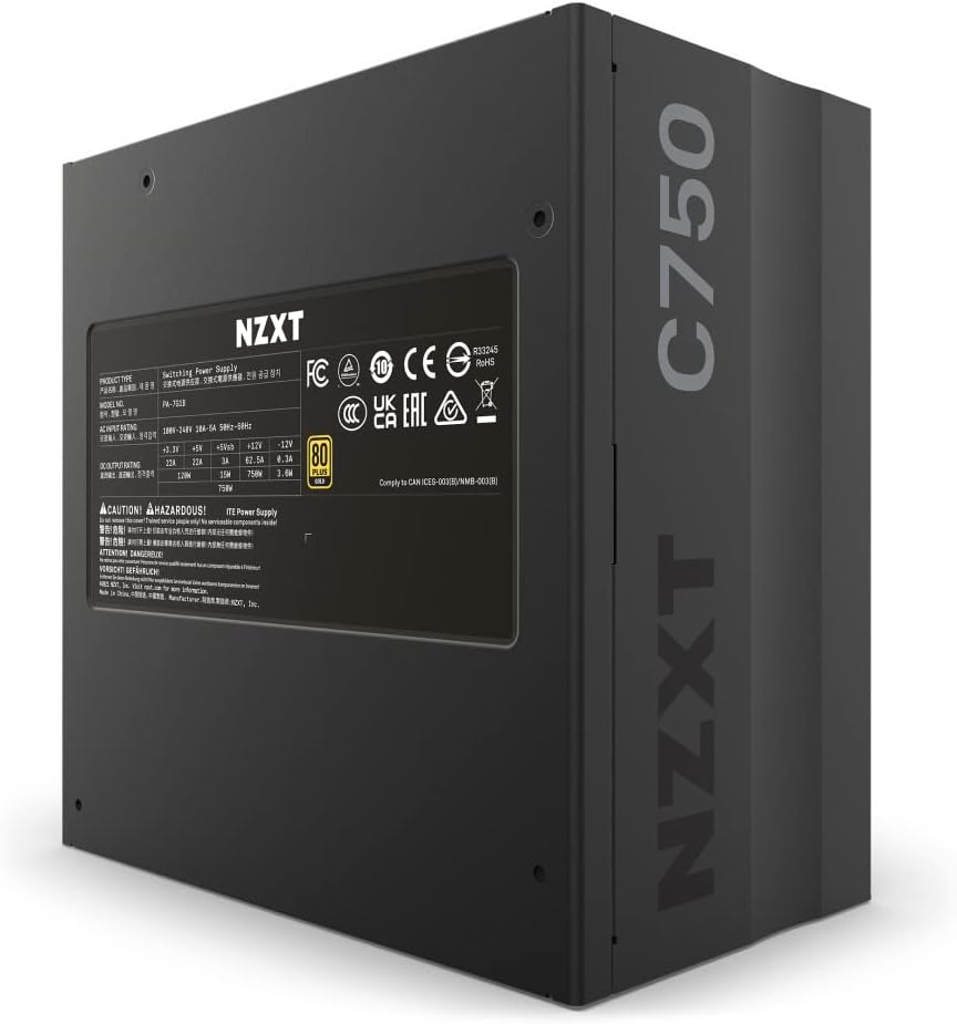 NZXT C750 750W 80+ Gold Semi-Modular ATX Power Supply (PA-7G1BB-US)