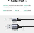 UGreen Lightning To USB 2.0 A Male Cable - 1.5M (Black) (US199/60157)