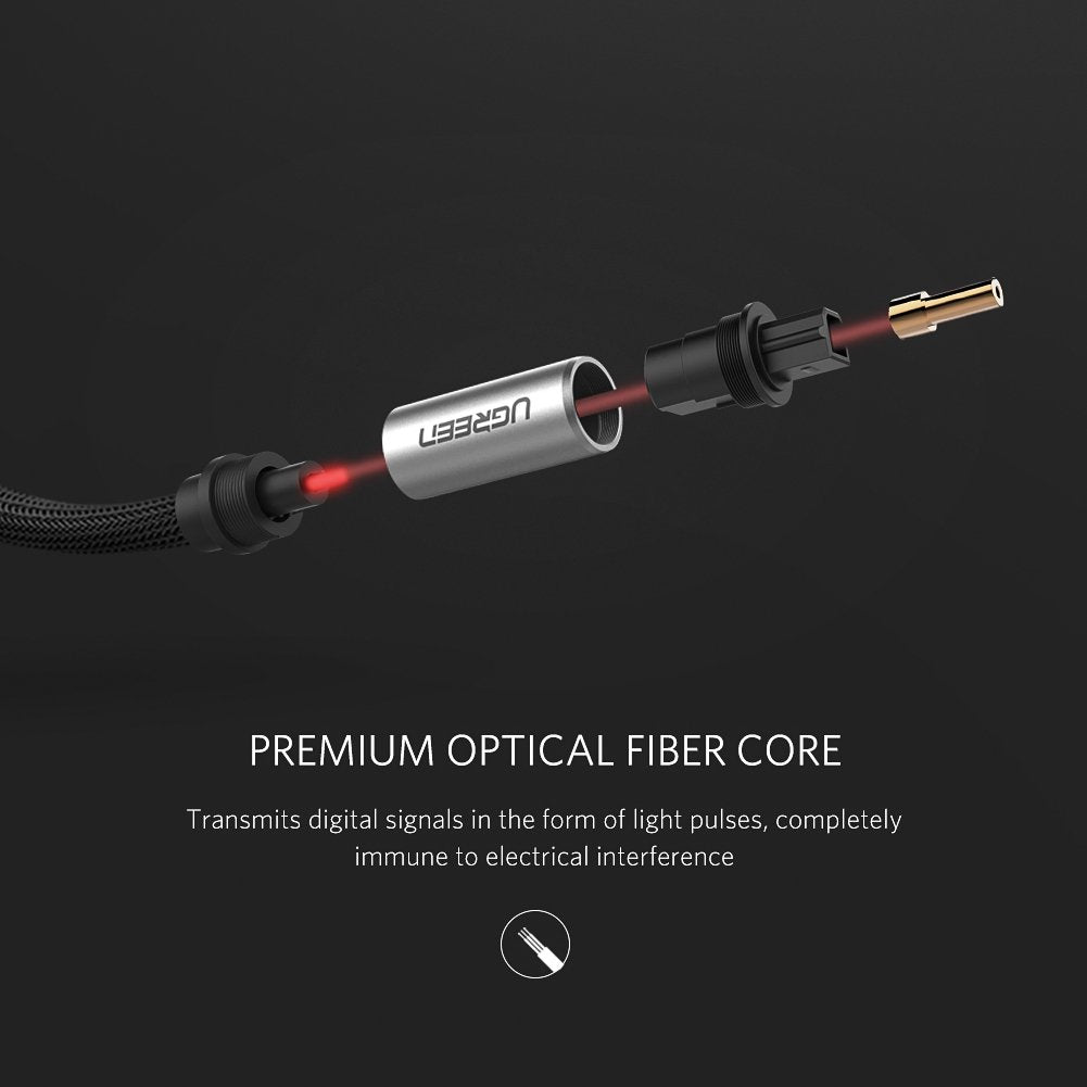 Ugreen Toslink Optical Male to Male Audio Cable - 1m (Gray/Silver) (AV108/10539)