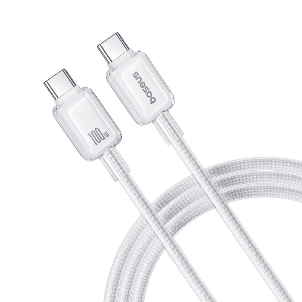 Baseus Crystal Fast Charging Data Cable USB-A to USB-C 100W (Moon White) (1M , 2M)