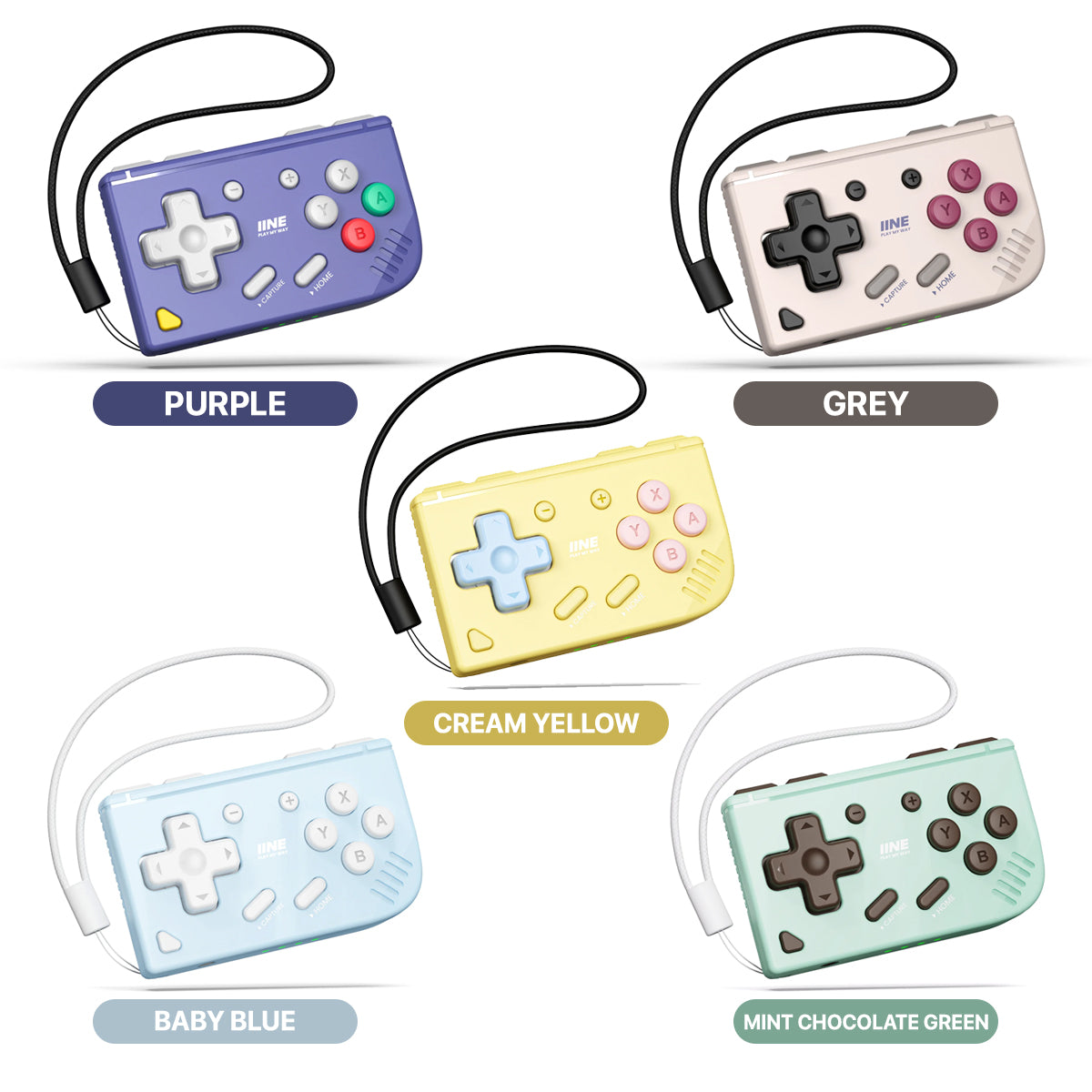 IINE Mini Retro Ananke Gen 2 Controller for Nintendo Switch / PC / Android / iOS (Cream Yellow, Purple, Grey, Baby Blue, Mint Chocolate Green) (L1277, L1254, L1255, L1282, L1283)