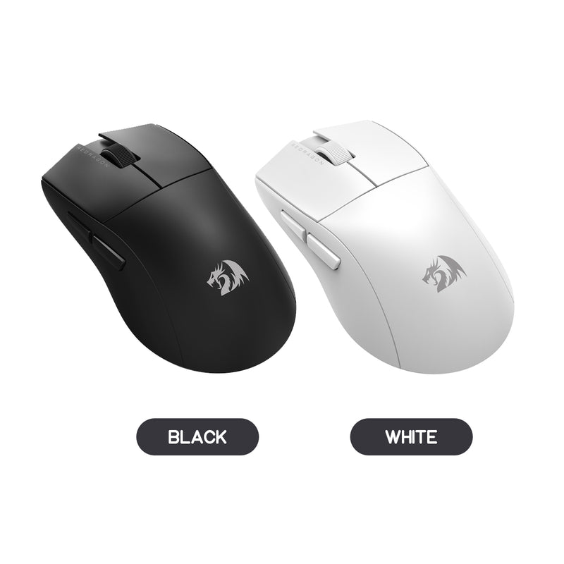 Redragon M916-LIT-1K K1ng Lite 8000DPI Light-Weight Tri-Mode Gaming Mouse (Black, White)