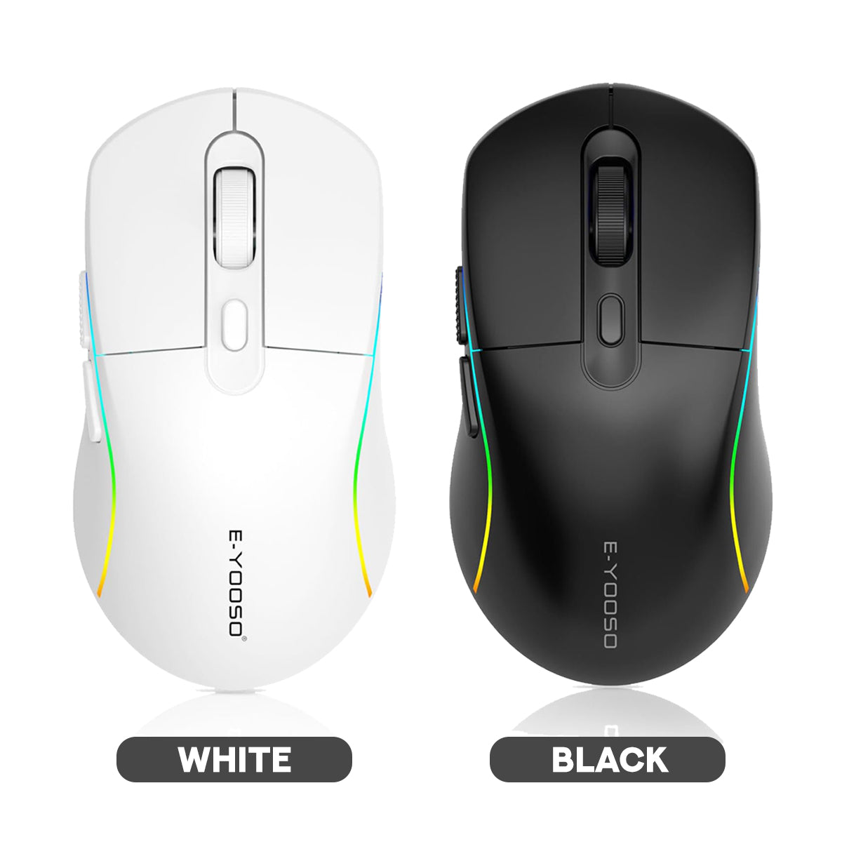 E-Yooso X-53 RGB Tri-Mode Mouse (Black, White)
