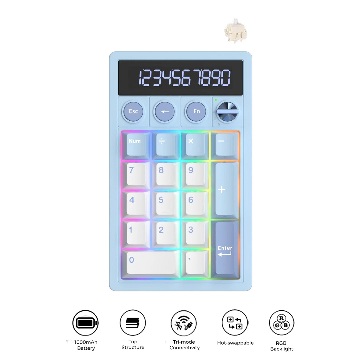 Royal Kludge M20 Tri-Mode RGB Keypad (Rhythm Blue) | Datablitz