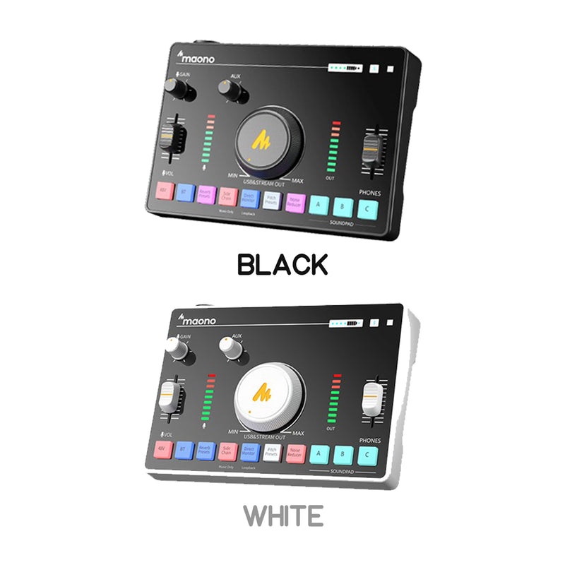 Maonocaster AMC2 Neo One-Stop Streaming Audio Mixer & Sound Card (Black, White)