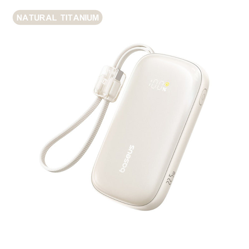 Baseus EnerFill FC21 Qpow 3 Ultra Digital Display Power Bank with Detachable Cable 10000mAh 22.5W (Nebula Pink, Galaxy Blue, Natural Titanium)