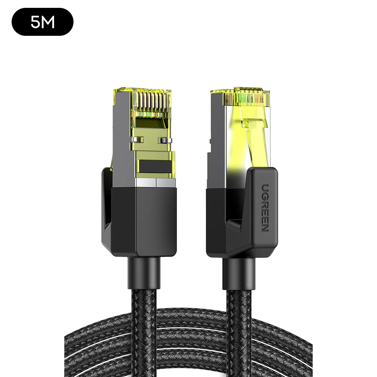 Ugreen Cat7 F/FTP Round Ethernet Braided Pure Copper Cable - (Black) (0.5m, 1m, 2m, 3m, 5m, 10m)