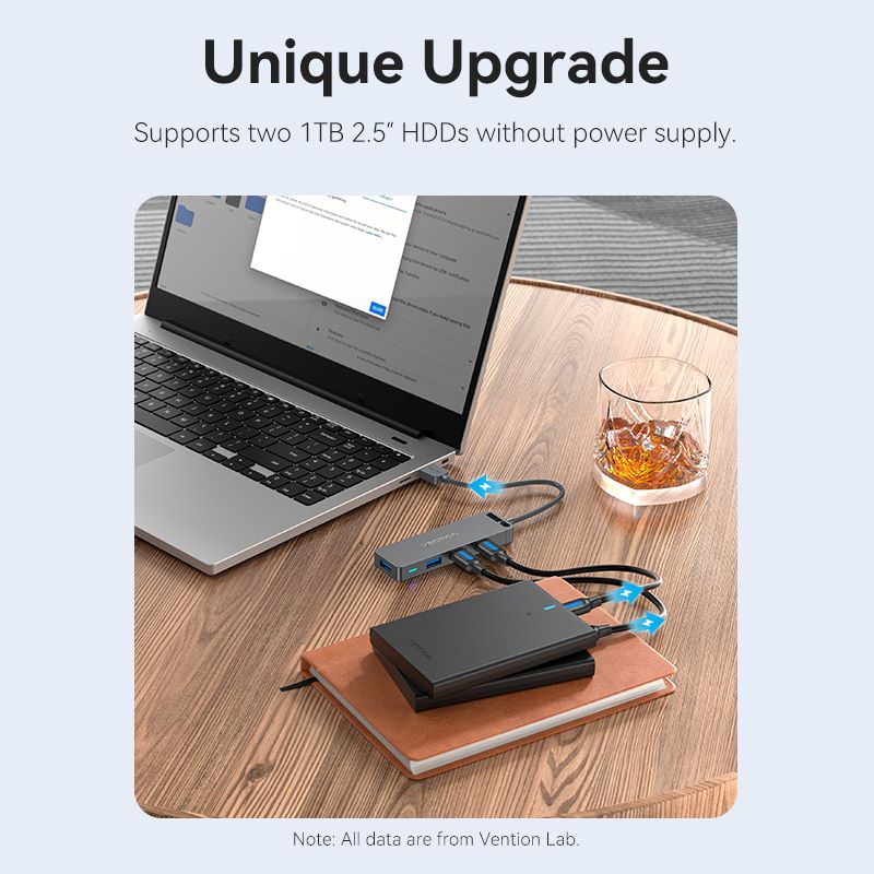 Vention 5-in-1 USB 3.0 Hub - USB-A to USB 3.0 x 4 + Micro-B - 0.15M (CHLBB)