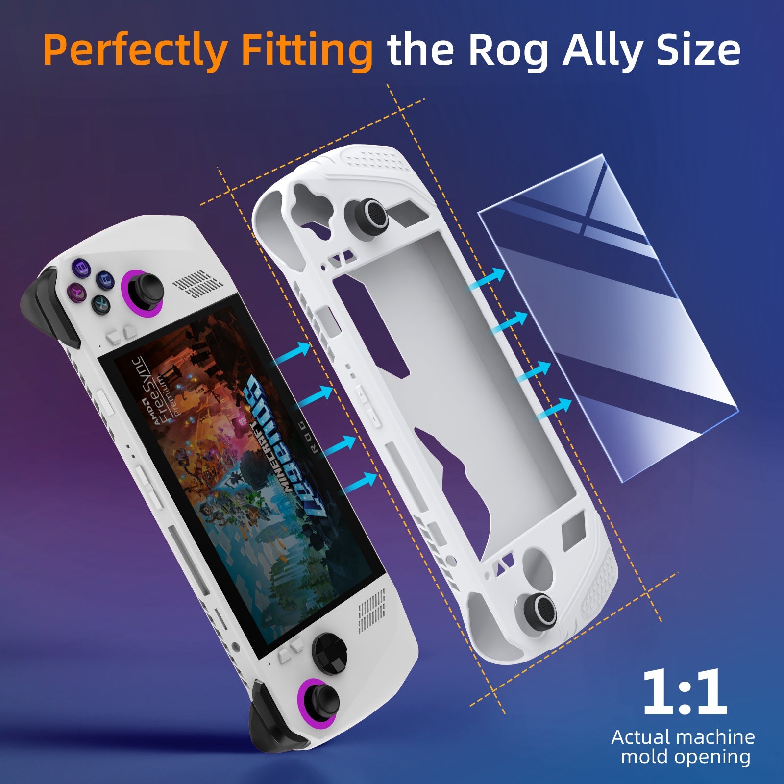 IINE Silicone Protective Case For ROG Ally (Pink, Grey)