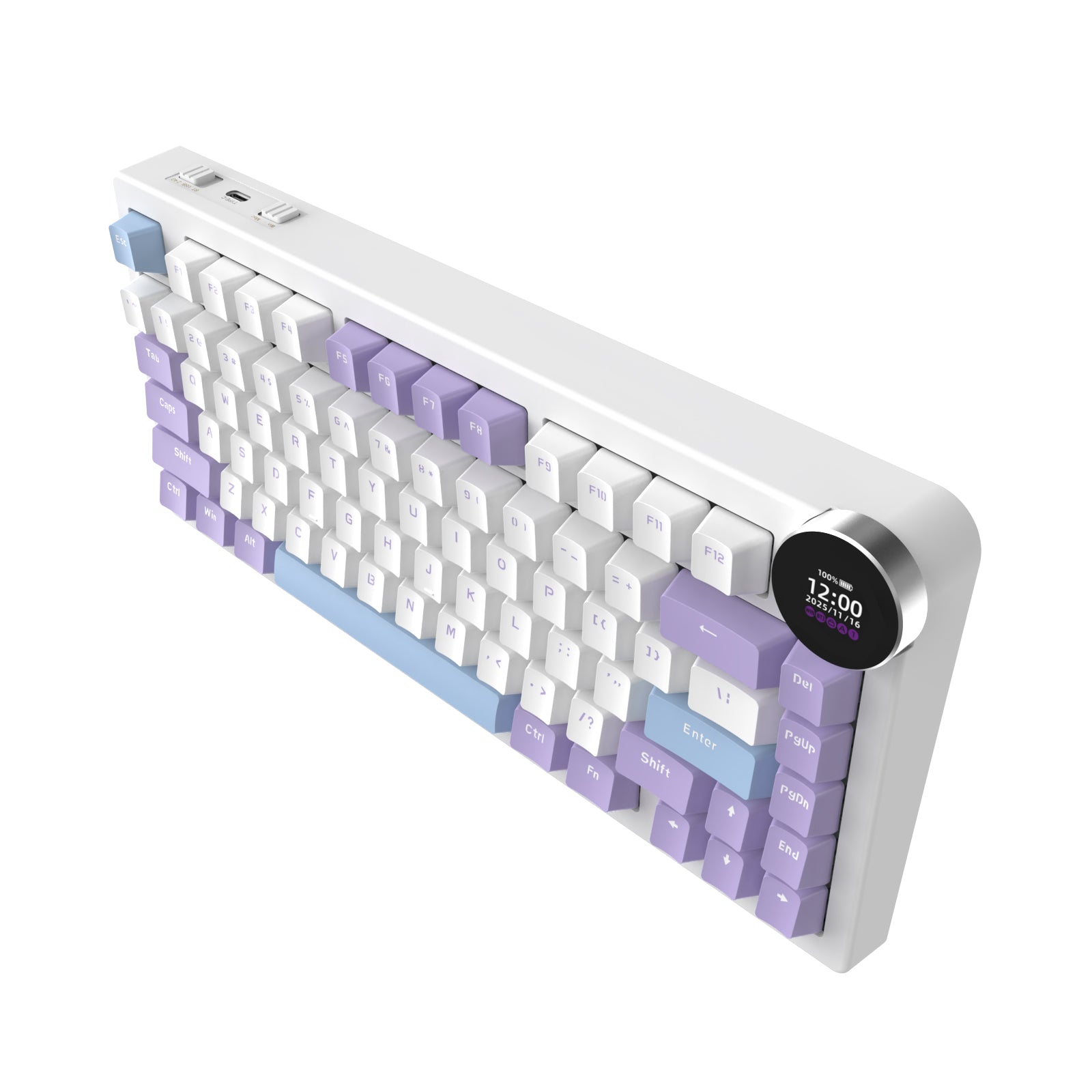 Ajazz AK820 V2 RGB Tri-Mode Mechanical Keyboard (Purple White Blue) (White Peach Switch)
