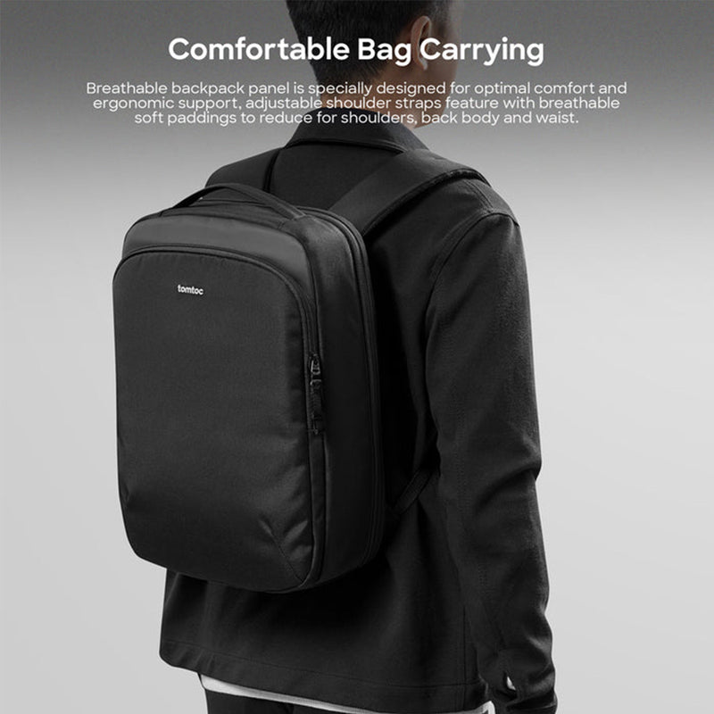 Tomtoc Explorer-T60 15.6" 15L Laptop Backpack (Black) (T60M1D1)