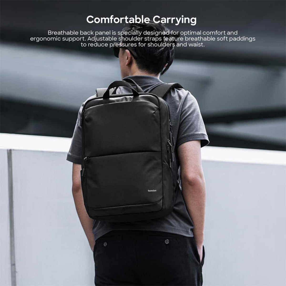 Tomtoc Navigator-T71 15.6" 24L Premium Urban Laptop Backpack (Black) (T71M2D1) 