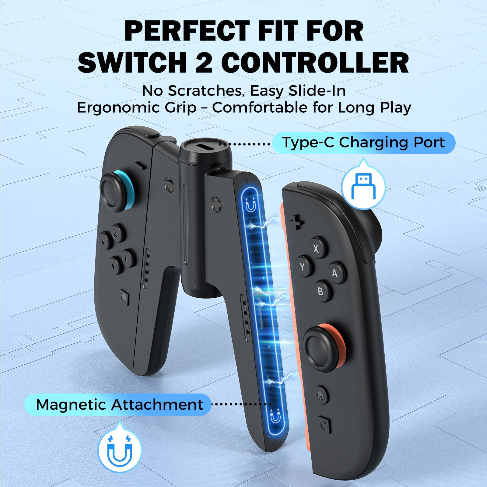IINE Bridge-Shaped Charging Grip for Nintendo Switch 2 (Black) (L1155)