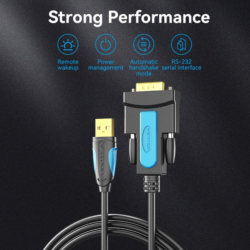 Vention USB to RS232 Serial Adapter - 2M (Black) (VAS-C02-B200)