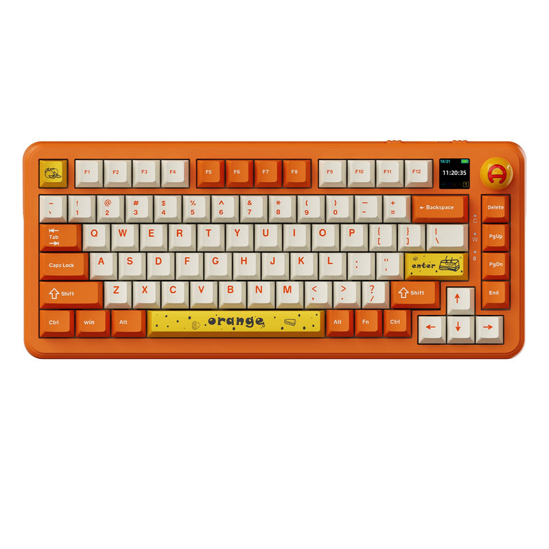 Ajazz AK820 Max RGB Tri-Mode 75% 82-Keys Gasket-mounted Hot Swappable Mechanical Keyboard (Orange/White) (Avocado Switch)