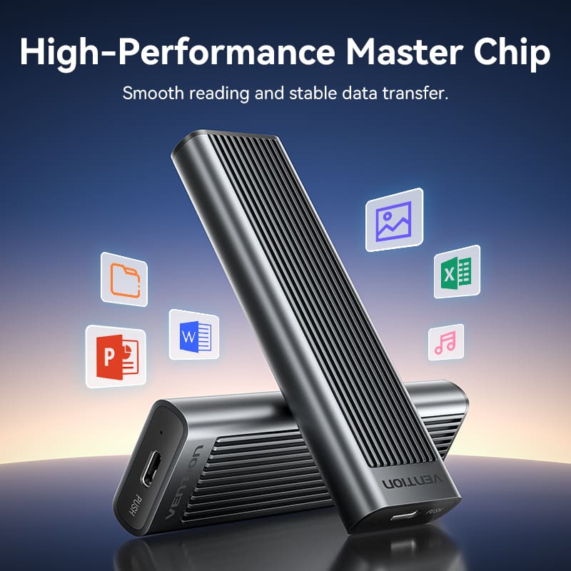 Vention M.2 NVMe & SATA SSD Enclosure (USB 3.2 Gen 2-C) with Heat Sink