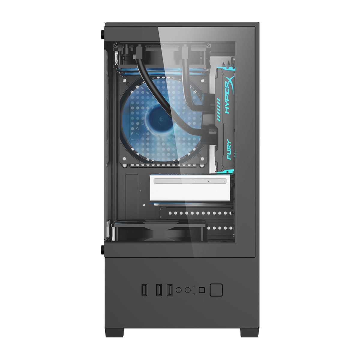 Aigo C196M Standard M-ATX Chassis Tempered Glass Side Panel with 3xCL12 Fans PC Case