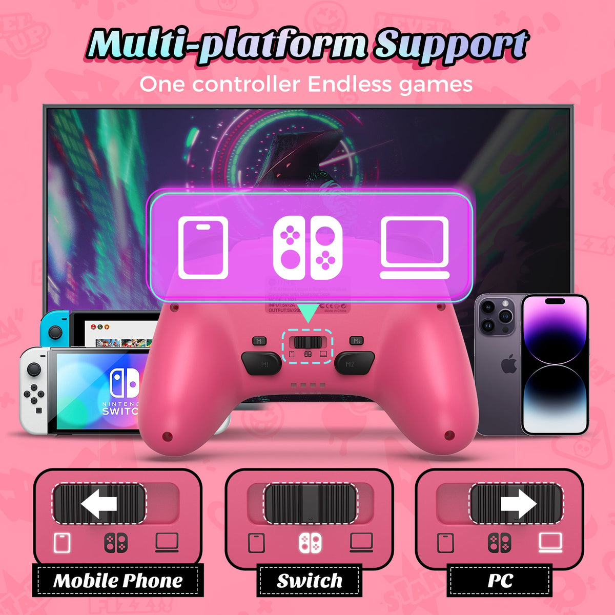 IINE Artemis Leopard Sparkle Wireless Controller with Charging Dock