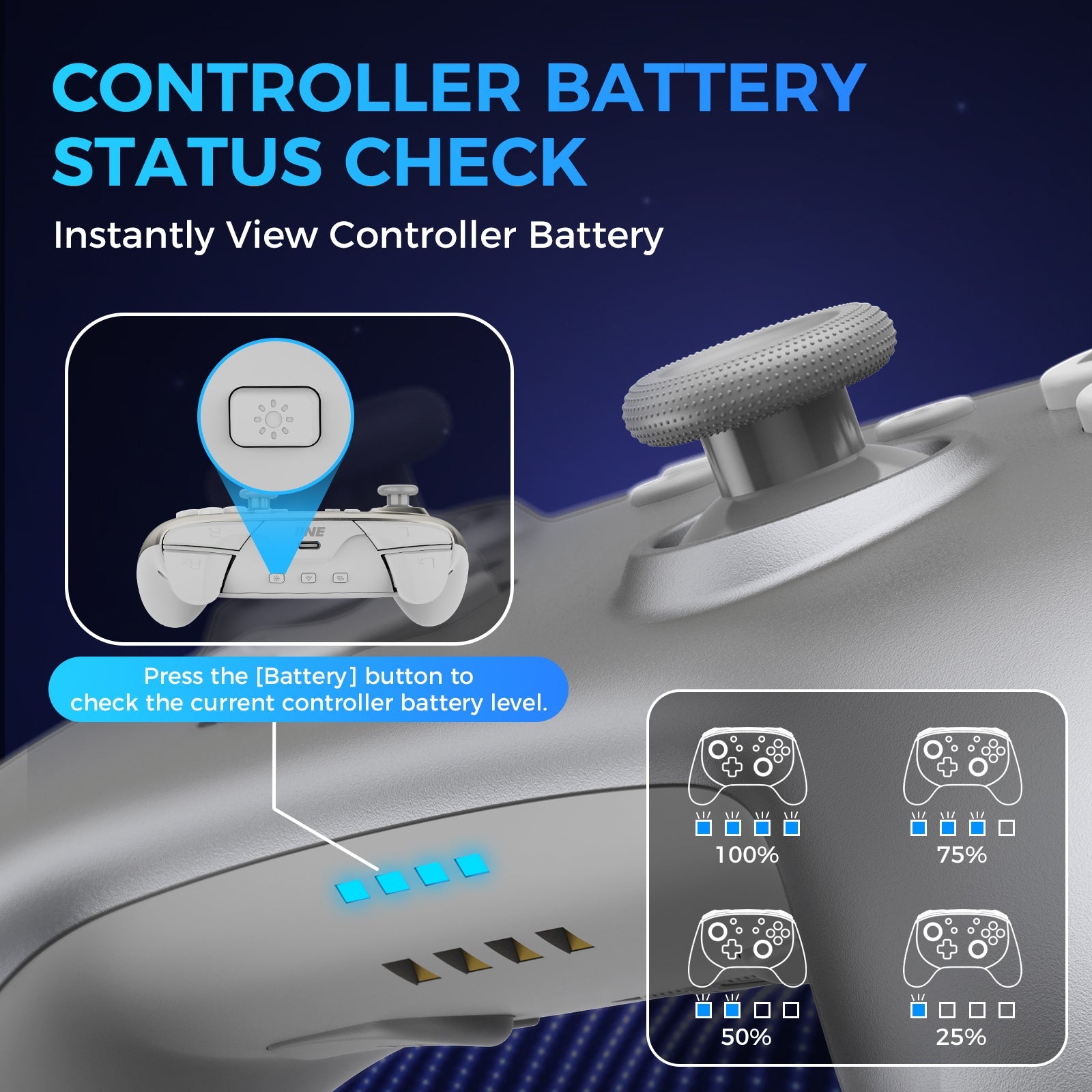 IINE Aether Radiant Silver Wireless Controller with Charging Dock